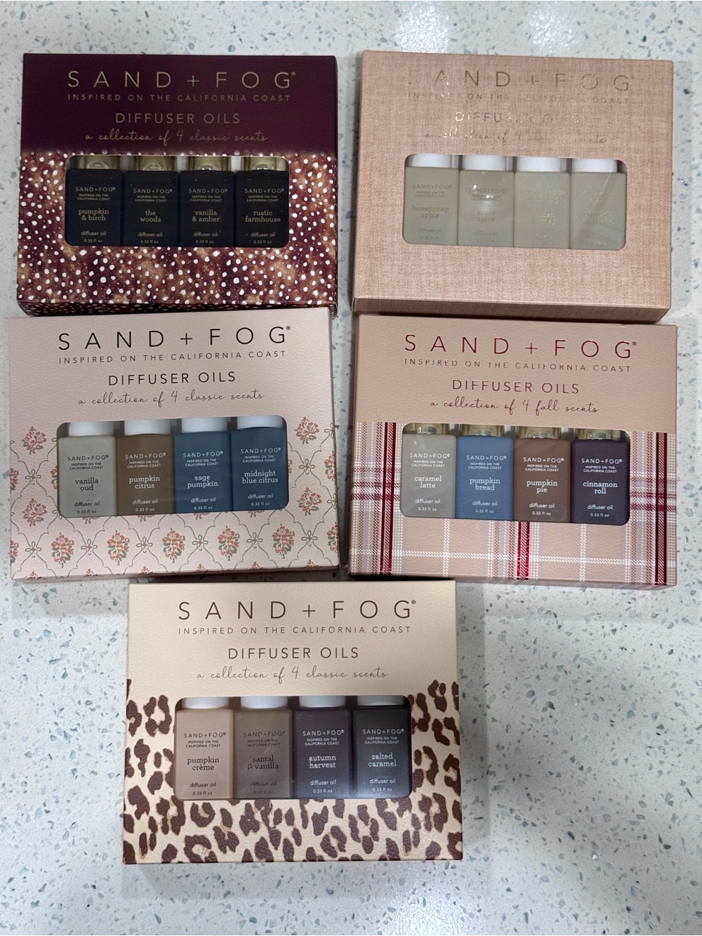 🍂 Sand + Fog Fall Inspired Diffuser Oil Bundle – 5 Sets / 20 Scents